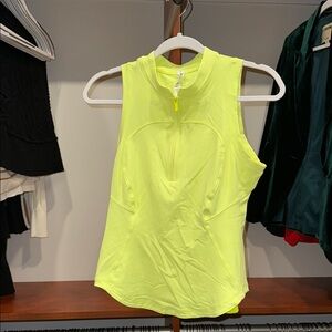 Lululemon Front Zip Mock Neck Tennis Golf tank highlight yellow Size 6